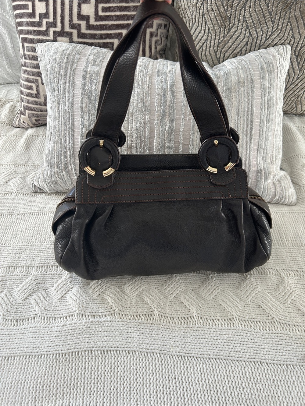 Y2K Abro brown Italian leather shoulder bag